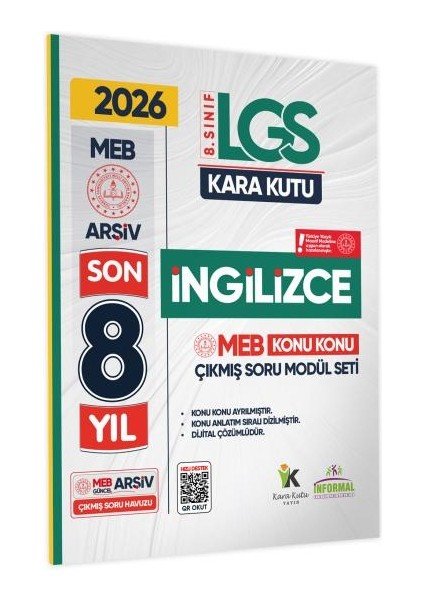 2026 LGS 8.Sınıf İNGİLİZCE Kara Kutu MEB Çıkmış Soru Modülü Video/PDF Çözümlü Konu Konu Son 8 Yıl