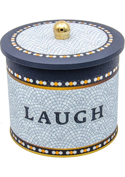 ER146-9B Mosaic Laugh Desenli Yuvarlak Metal Saklama Kabı 17.5 cm fiyatları