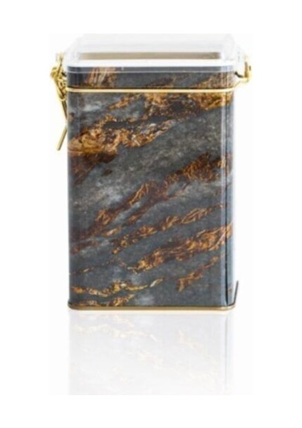 Taş Desenli Dikdörtgen Plastik Kapaklı Çok Amaçlı Metal Erzak Saklama Kabı 1.2 lt - Siyah modelleri