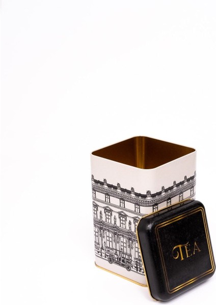 ER022-1A City Tea Desenli Kare Metal Saklama Kabı 11X11 cm modelleri