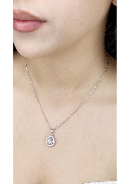 Zirkon Taşlı, Büyük Damla Figürlü Paslanmaz Çelik Kolye 365 fiyatları