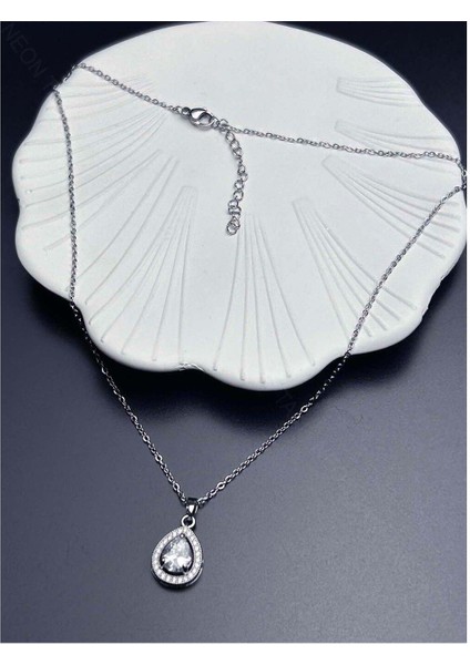 Zirkon Taşlı, Büyük Damla Figürlü Paslanmaz Çelik Kolye 365 fırsatları