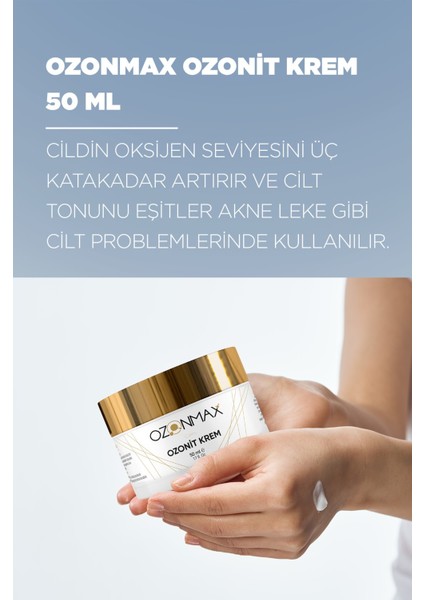 OZONİT KREM 50 ML--Cildin Oksijen Seviyesini üç Katakadar Artırırı ve Cilt tonunu Eşitler akne Leke Gibi Cilt Problemlerinde Kullanılır. modelleri