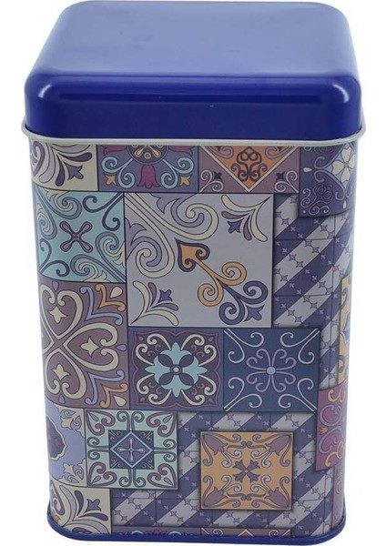 EF022-J7 Mor Ekose Desenli Desenli Kare Metal Saklama Kabı 11X11 cm modelleri