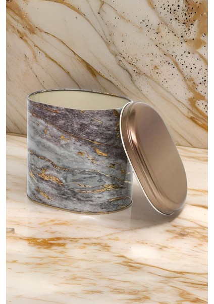 EF004-E4 Rock And Gold Light Desenli Oval Metal Saklama Kabı 11X15 cm