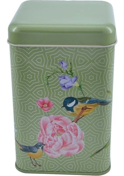 EF022-D7 Blooming Green Desenli Kare Metal Saklama Kabı 11X11 cm modelleri