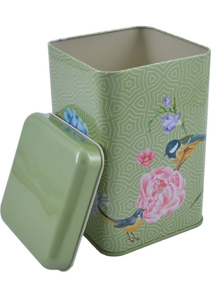 EF022-D7 Blooming Green Desenli Kare Metal Saklama Kabı 11X11 cm indirimleri