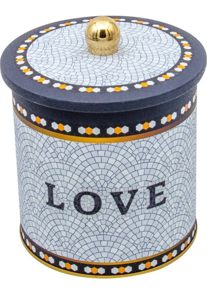 ER143-1E Mosaic Love Desenli Yuvarlak Metal Saklama Kabı 14 cm fiyatları