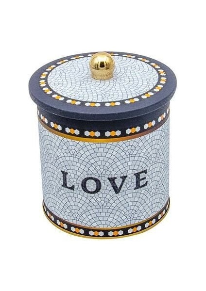 ER143-1E Mosaic Love Desenli Yuvarlak Metal Saklama Kabı 14 cm modelleri