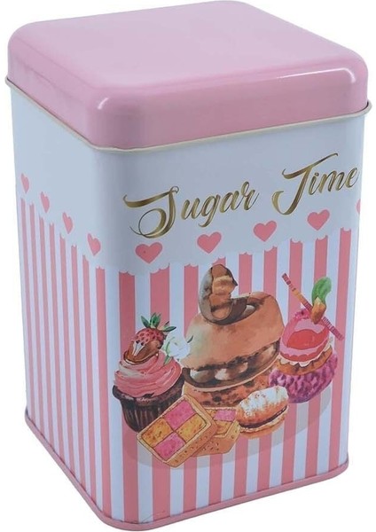 EF022-E8 Sprinkles Sugar Time Desenli Kare Metal Saklama Kabı 11X11 cm fırsatları