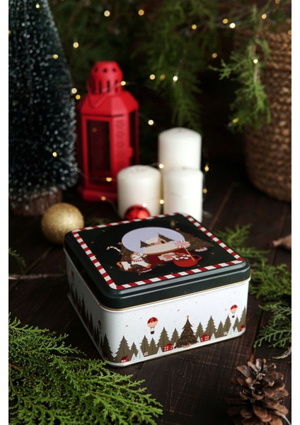 Yılbaşı Temalı 2'li Dekoratif Metal Kutu Seti 15,8x15,8x8 cm ve Ø14x6,6 cm indirimleri