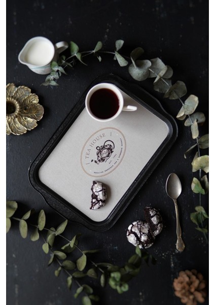 EE162-8F Azura Tea Desenli Dikdörtgen Tepsi 22X32 cm