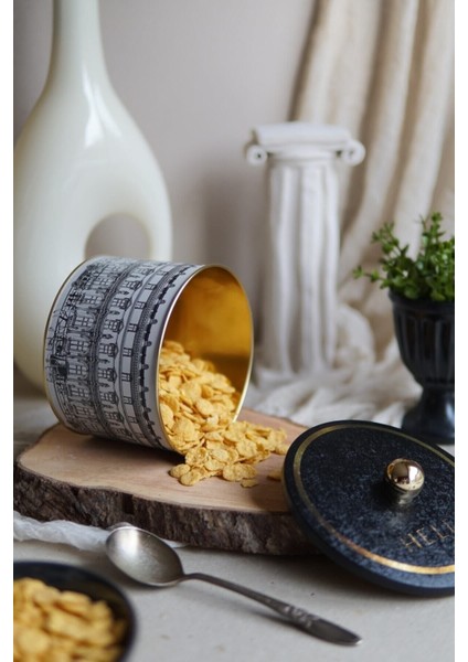 ER141-2F City Hello Desenli Yuvarlak Metal Saklama Kabı 14 cm