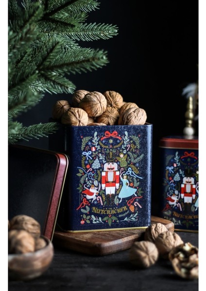 ER024-V1 Tales Nutcracker Desenli Kare Metal Saklama Kabı 12X12 cm