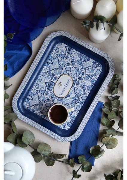 Azulejos Sweet Home Desenli Dikdörtgen Tepsi 23X31 cm