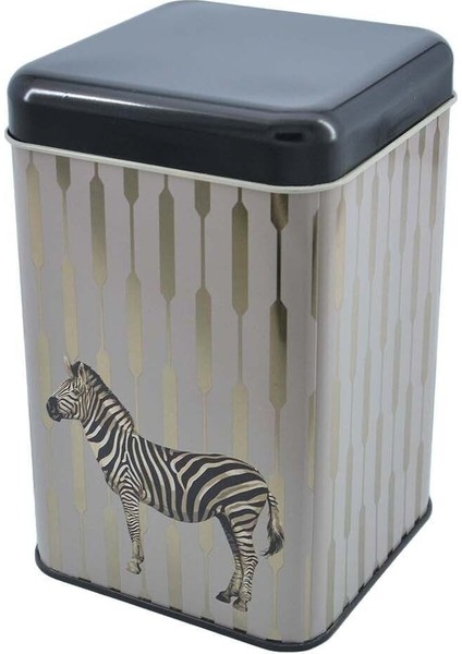 EF022-F5 Safari Zebra Desenli Kare Metal Saklama Kabı 11X11 cm fiyatları