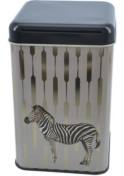 EF022-F5 Safari Zebra Desenli Kare Metal Saklama Kabı 11X11 cm modelleri