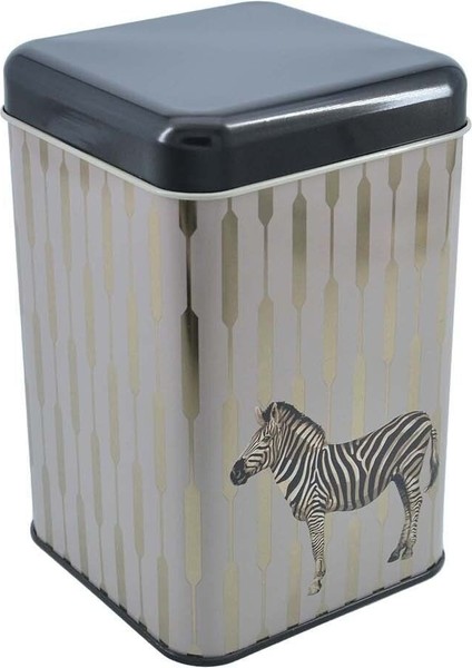 EF022-F5 Safari Zebra Desenli Kare Metal Saklama Kabı 11X11 cm fırsatları