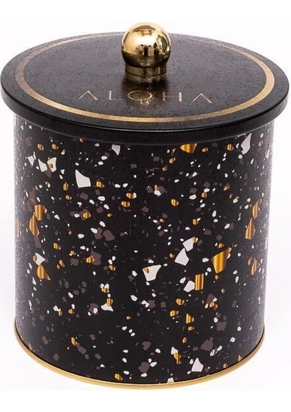 ER143-1H Terrazzo Black Desenli Yuvarlak Metal Saklama Kabı 14 cm fiyatları