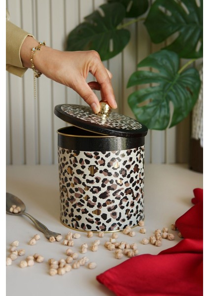 ER143-V4 Leo Desenli Yuvarlak Metal Saklama Kabı 14 cm fiyatları