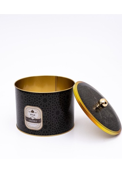 ER145-V2 Trellis Desenli Yuvarlak Metal Saklama Kabı 17.5 cm modelleri