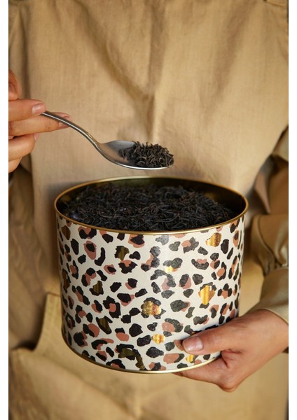 ER145-V4 Leo Desenli Yuvarlak Metal Saklama Kabı 17.5 cm