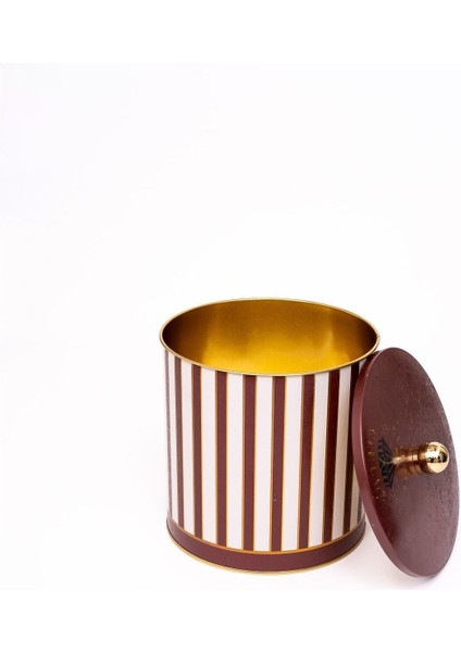 ER147-1F Circus Cream Desenli Yuvarlak Metal Saklama Kabı 17.5 cm modelleri