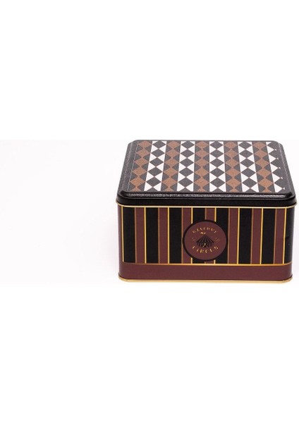 ER028-9E Circus Black Desenli Kare Metal Saklama Kabı 20X20 cm fiyatları