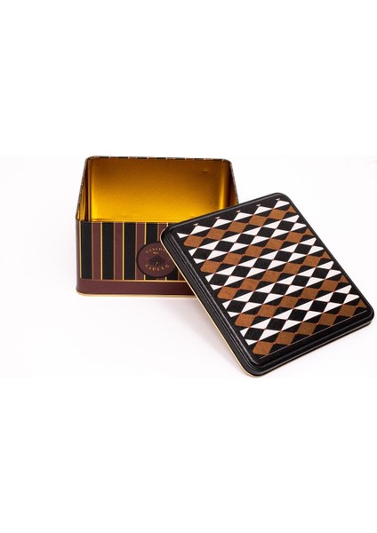 ER028-9E Circus Black Desenli Kare Metal Saklama Kabı 20X20 cm fırsatları