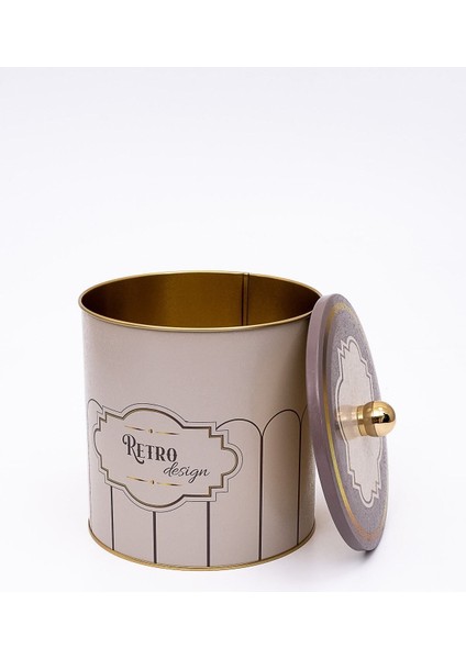 ER147-U6 Retro Desenli Yuvarlak Metal Saklama Kabı 17.5 cm modelleri