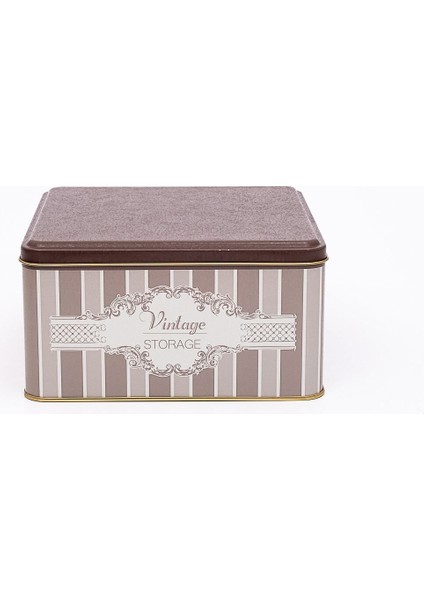 ER028-6B Elegance Coffee Desenli Kare Metal Saklama Kabı 20X20 cm modelleri