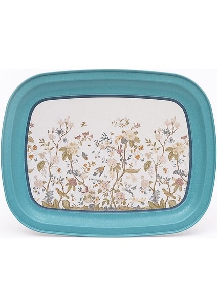 EE171-9F Botanica Blue Desenli Oval Tepsi 24X31 cm fiyatları