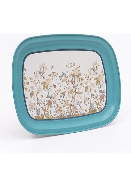 EE171-9F Botanica Blue Desenli Oval Tepsi 24X31 cm modelleri