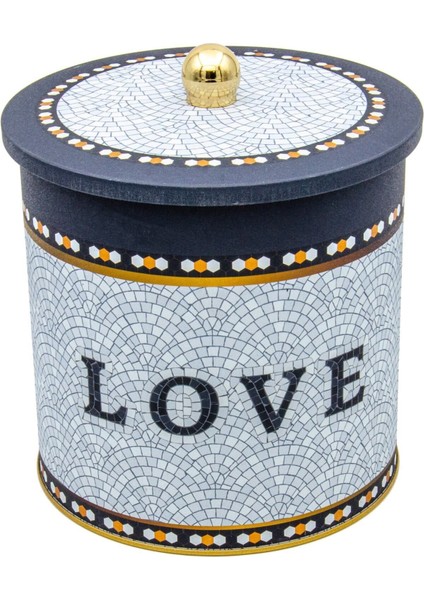 ER147-1E Mosaic Love Desenli Yuvarlak Metal Saklama Kabı 17.5 cm fiyatları