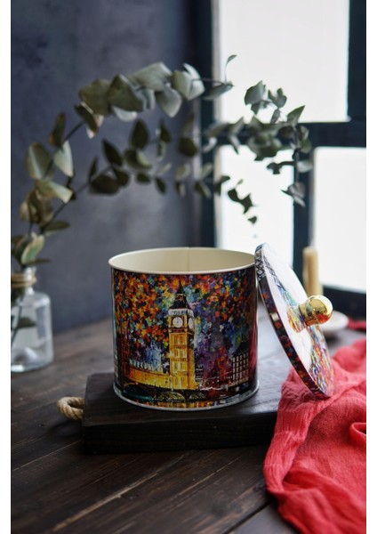 Afremov Big Ben Desenli Yuvarlak Çok Amaçlı Metal Erzak Saklama Kabı 2.1 lt - Çok Renkli