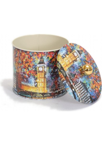 Afremov Big Ben Desenli Yuvarlak Çok Amaçlı Metal Erzak Saklama Kabı 2.1 lt - Çok Renkli indirimleri