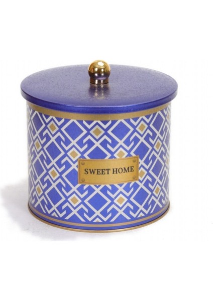 Sultan Desenli Yuvarlak Çok Amaçlı Metal Erzak Saklama Kabı 3.9 lt - Mavi fiyatları