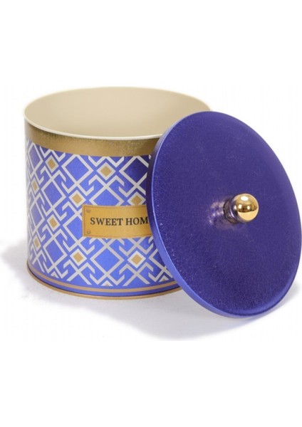 Sultan Desenli Yuvarlak Çok Amaçlı Metal Erzak Saklama Kabı 3.9 lt - Mavi indirimleri