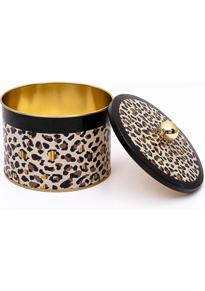 ER141-V4 Leo Desenli Yuvarlak Metal Saklama Kabı 14 cm indirimleri