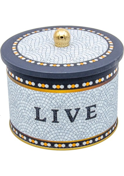 ER145-9D Mosaic Live Desenli Yuvarlak Metal Saklama Kabı 17.5 cm fiyatları