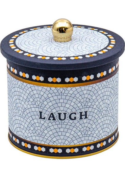 ER142-9B Mosaic Laugh Desenli Yuvarlak Metal Saklama Kabı 14 cm fiyatları