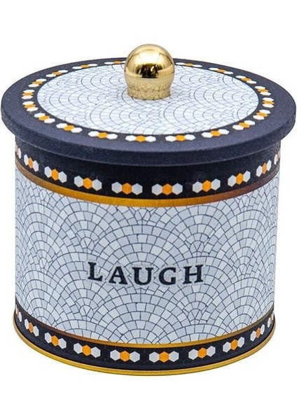 ER142-9B Mosaic Laugh Desenli Yuvarlak Metal Saklama Kabı 14 cm modelleri