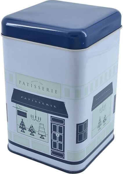 EF022-F8 Patisserie Blue Home Desenli Kare Metal Saklama Kabı 11X11 cm fiyatları