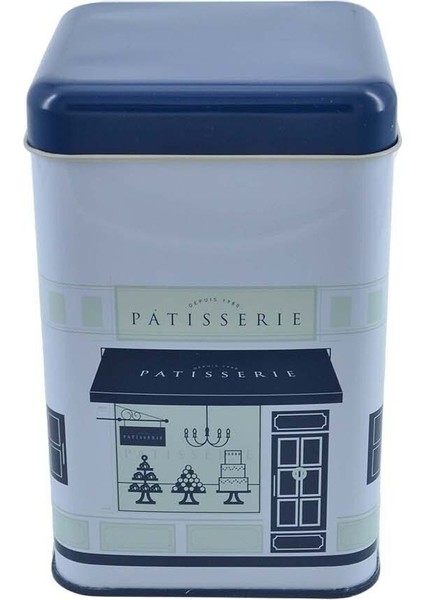 EF022-F8 Patisserie Blue Home Desenli Kare Metal Saklama Kabı 11X11 cm modelleri