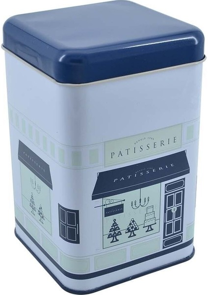 EF022-F8 Patisserie Blue Home Desenli Kare Metal Saklama Kabı 11X11 cm fırsatları
