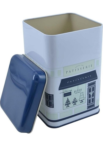 EF022-F8 Patisserie Blue Home Desenli Kare Metal Saklama Kabı 11X11 cm indirimleri