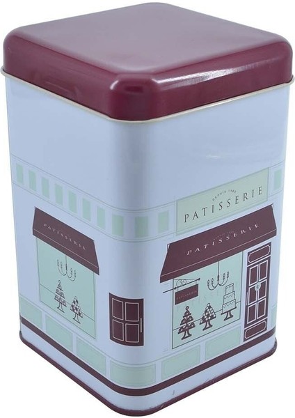 EF022-F7 Patisserie Home Desenli Kare Metal Saklama Kabı 11X11 cm fırsatları