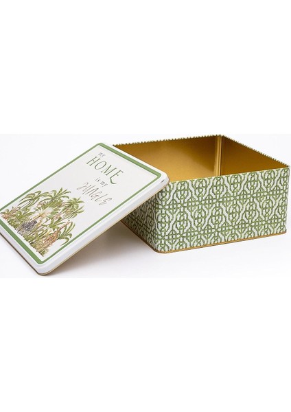 ER029-4G Forrest Green Desenli Kare Metal Saklama Kabı 24X24 cm modelleri