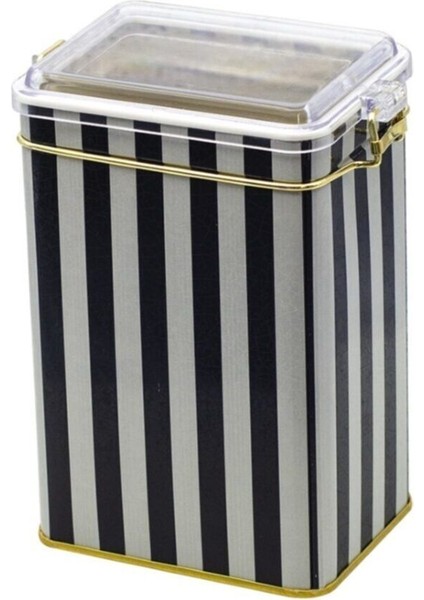 EF043-L8 Line Black(Dikey) Desenli Dikdörtgen Metal Saklama Kabı 8X10 cm