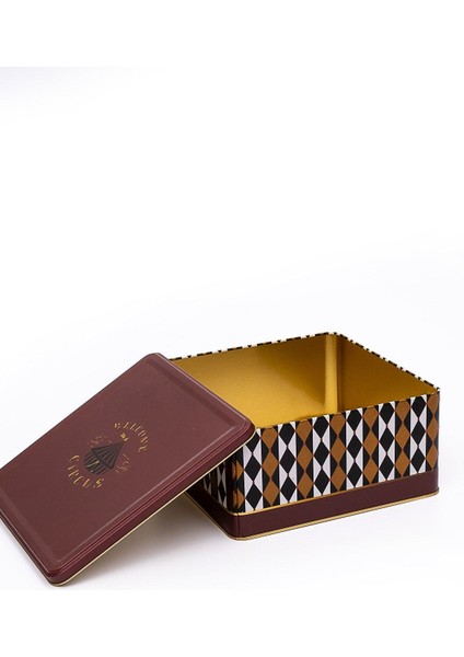 ER029-T8 Circus Desenli Kare Metal Saklama Kabı 24X24 cm fırsatları